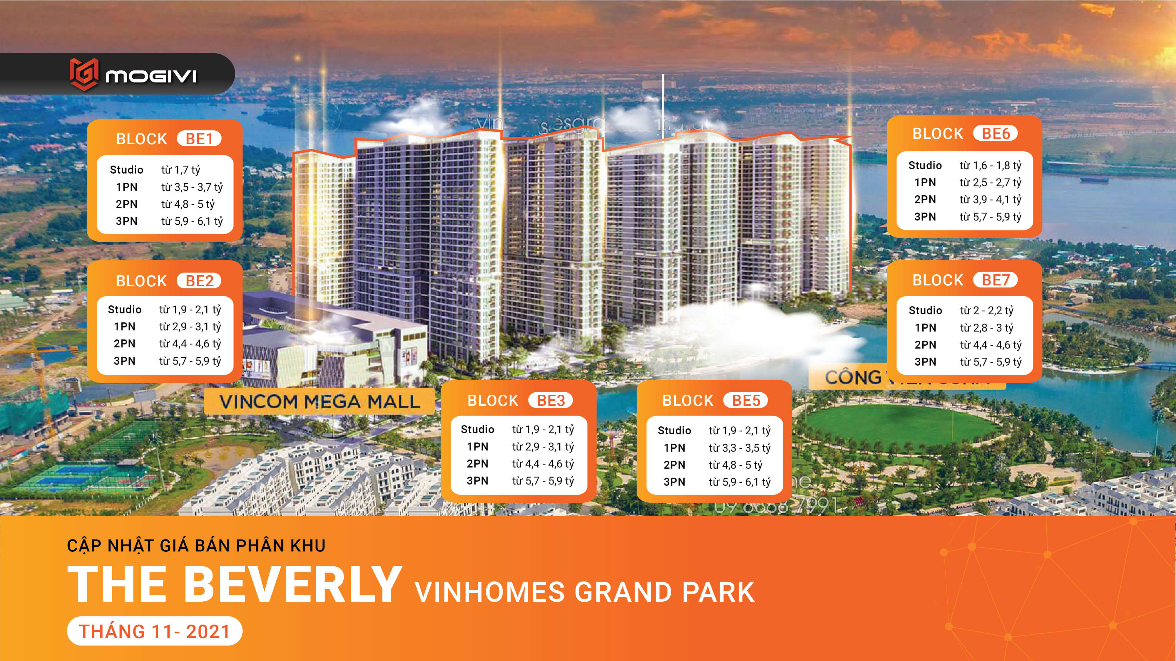 Giá bán căn hộ Phân khu The Beverly - Vinhomes Grand Park Quận 9